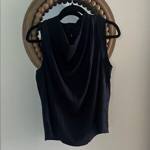 NWT Banana Republic Cowl Neck Sleeveless Blouse Navy Blue Size Small